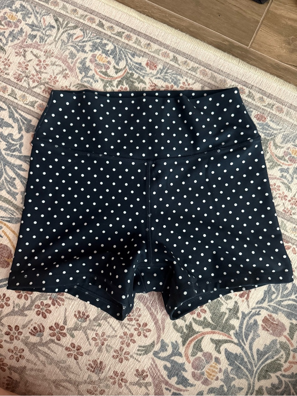 Navy Polka Dot Women’s High-Waist Biker Shorts